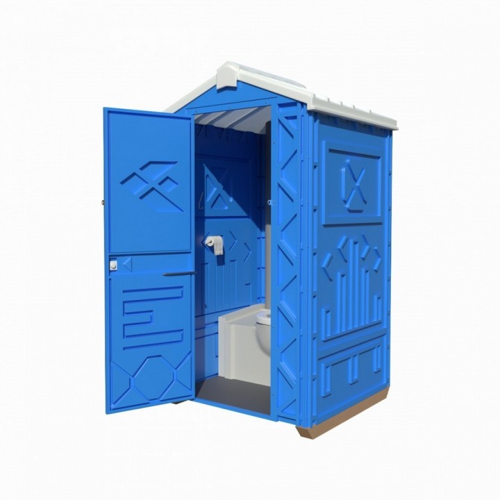 Мобильная туалетная кабина Стандарт Плюс в сборе синяя